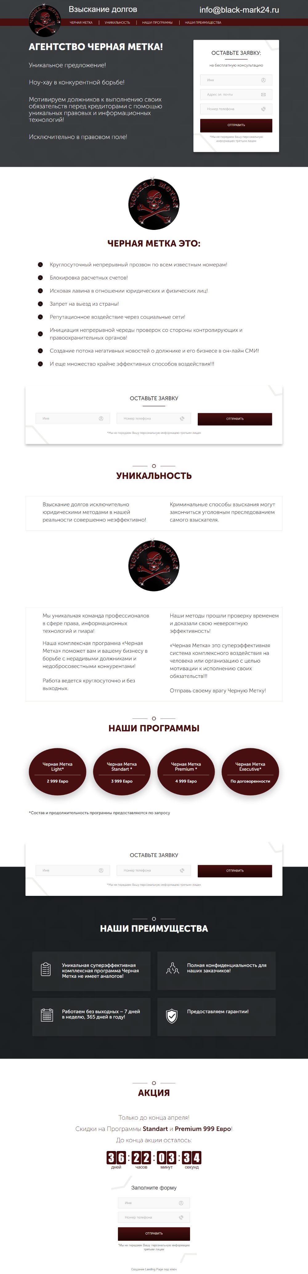 Купить Готовый Лендинг Агентство Черная Метка