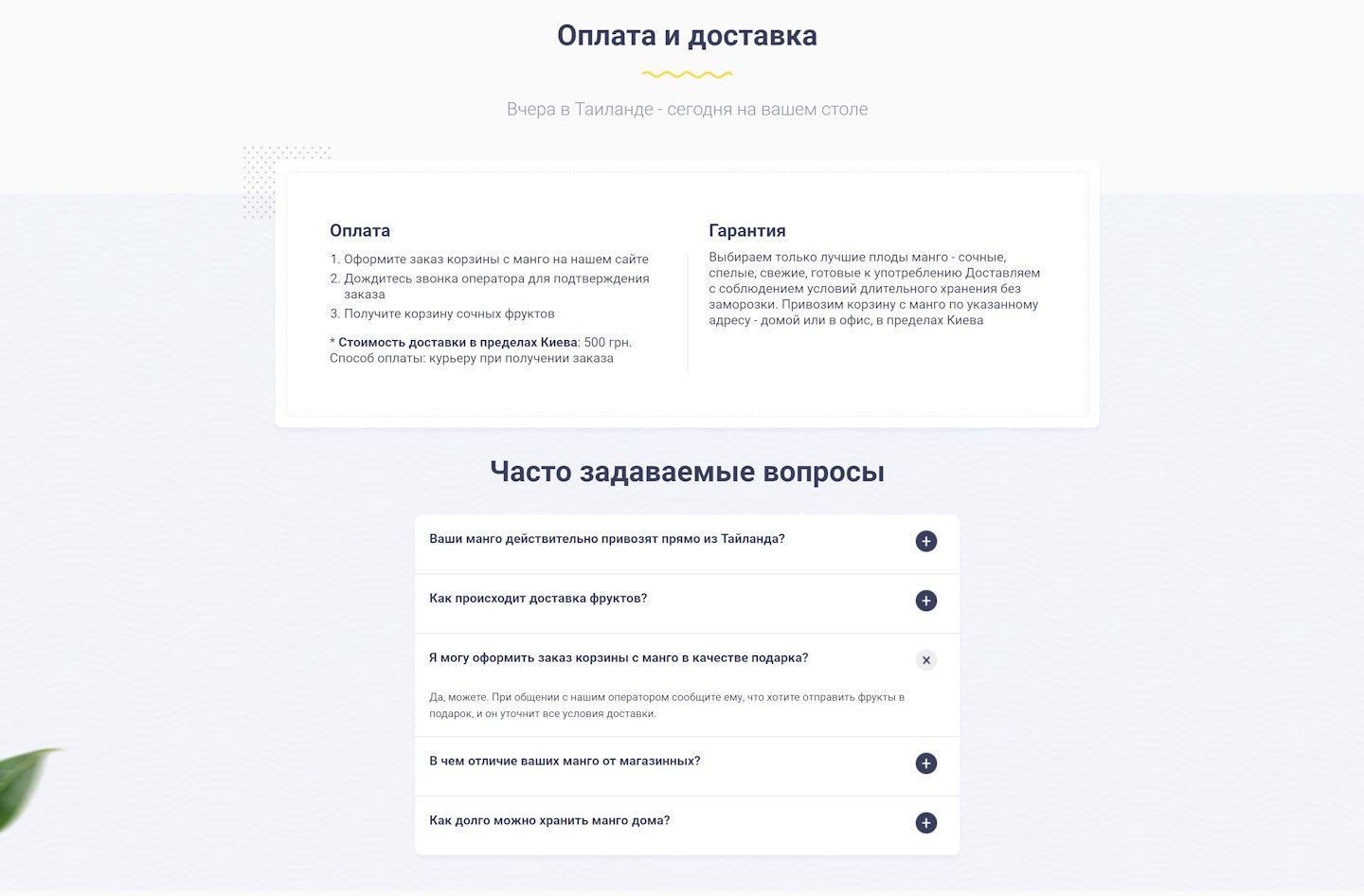 Купить Лендинг Пейдж Корзина Манго с Доставкой на Дом