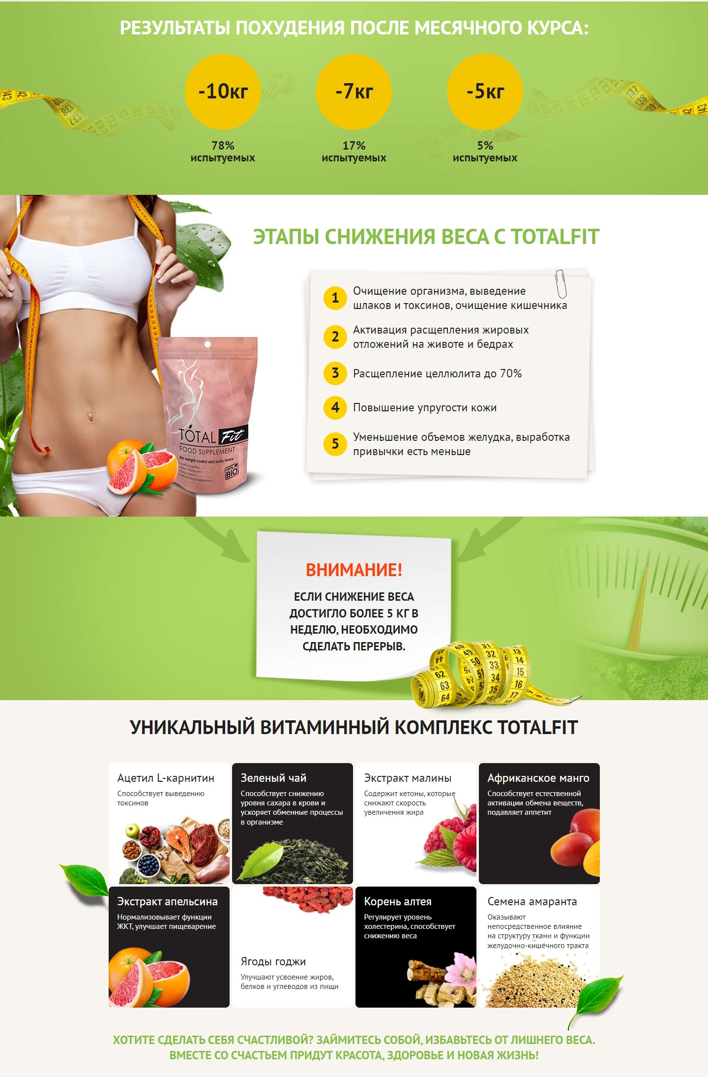 Продажа Лендинга Коктейль для Похудения Totalfit