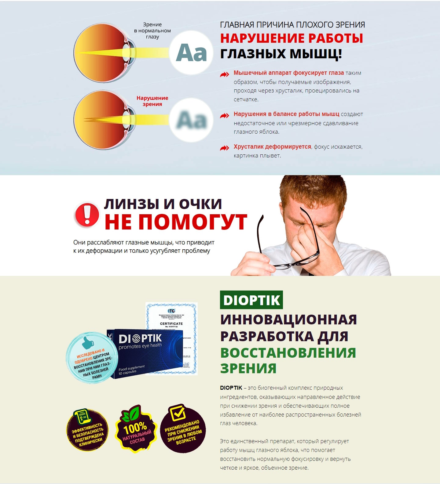 Стоимость Сайта Лендинга Средство для Зрения Dioptik