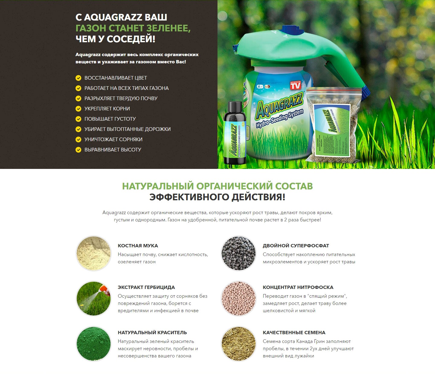 Стоимость Сайта Лендинга Жидкий Газон AquaGrazz