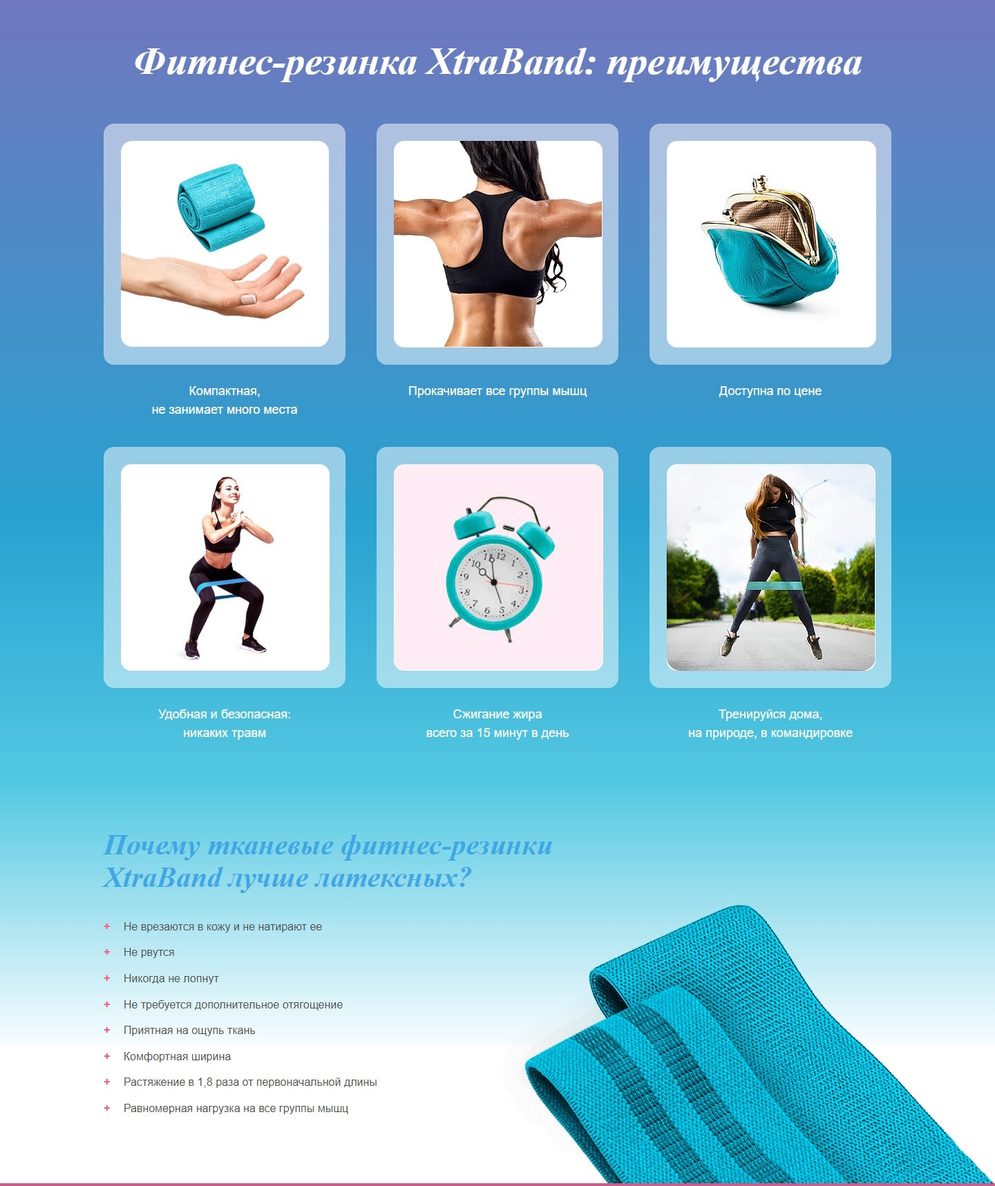Купить Лендинг Пейдж Тканевые Фитнес-Резинки XtraBand