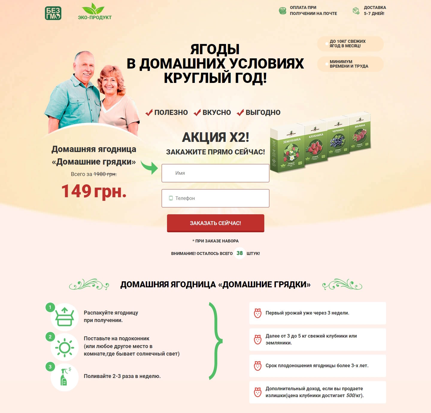 Купить Готовый Лендинг Домашняя Ягодница «Домашние Грядки»