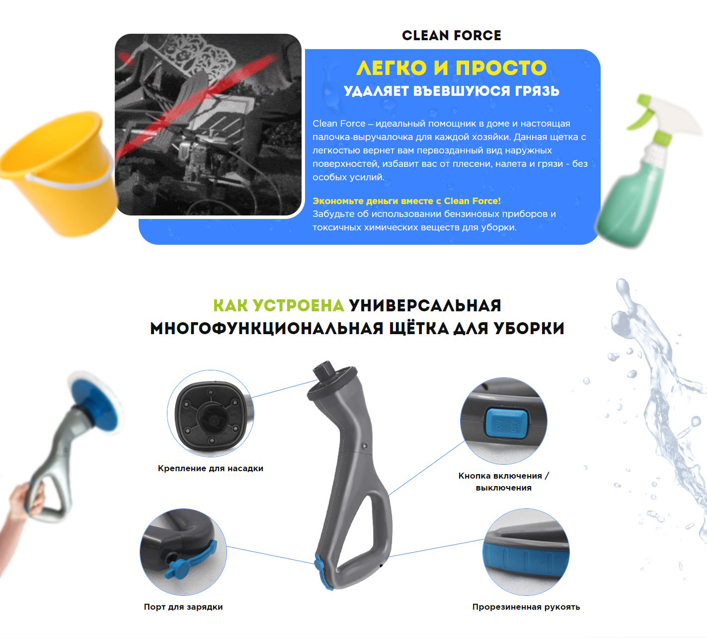 Купить Лендинг Пейдж Беспроводная Щётка для Уборки