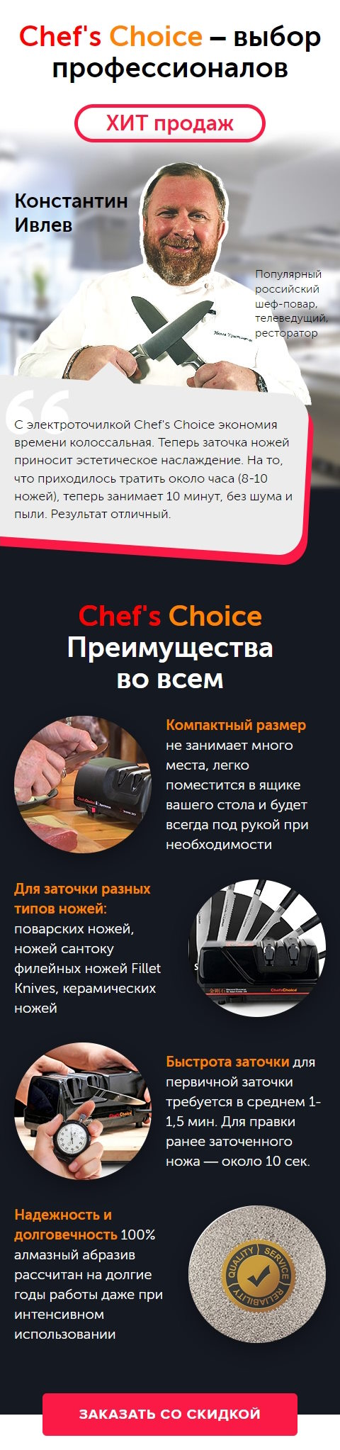 Купить Лендинг Пейдж Электрическая Ножеточка Сhef's Сhoice