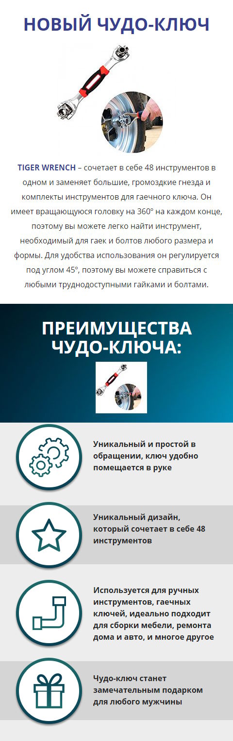 Стоимость Сайта Лендинга Универсальный Ключ Tiger Wrench
