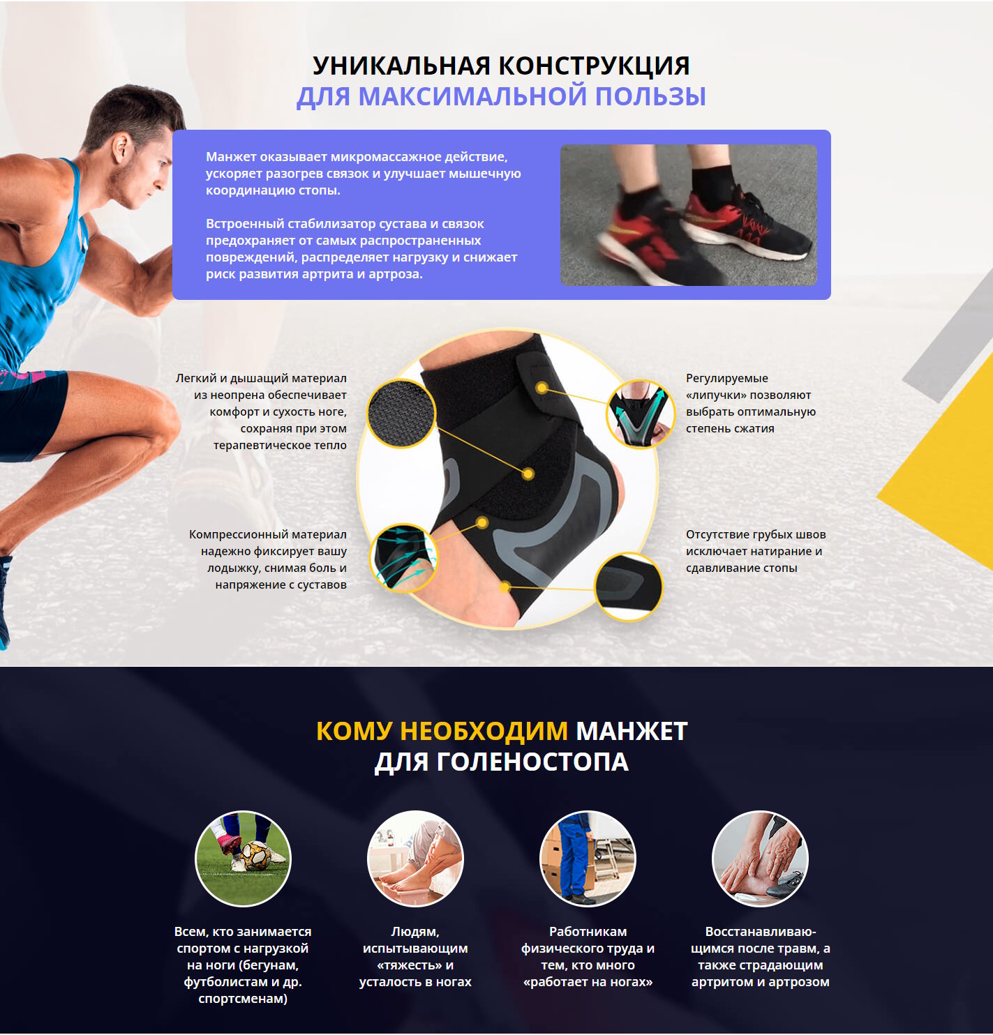 Купить Лендинг Пейдж Регулируемый Эластичный Манжет на Лодыжку