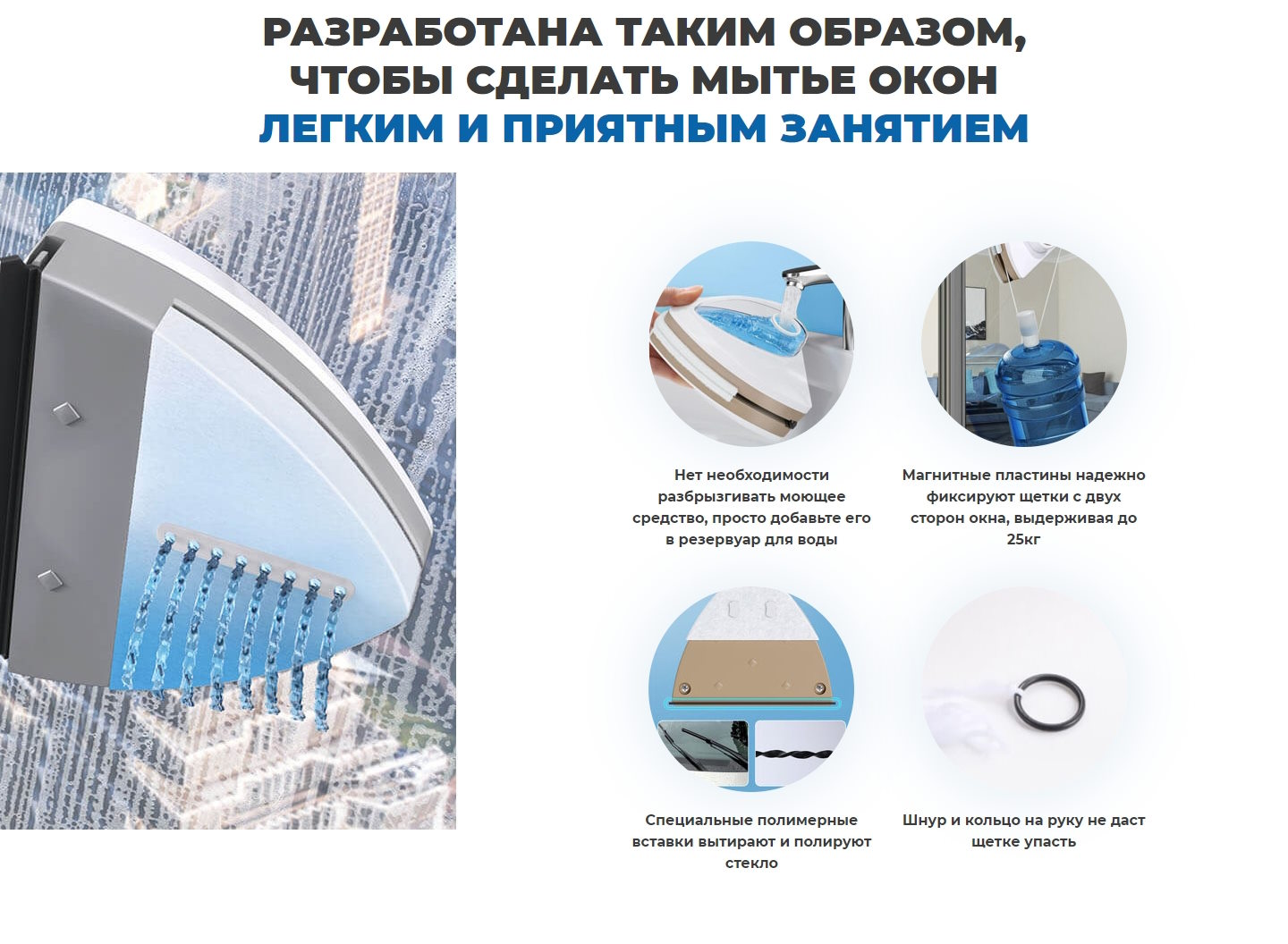 Купить Лендинг Пейдж Магнитная Щетка для Окон Anhichef