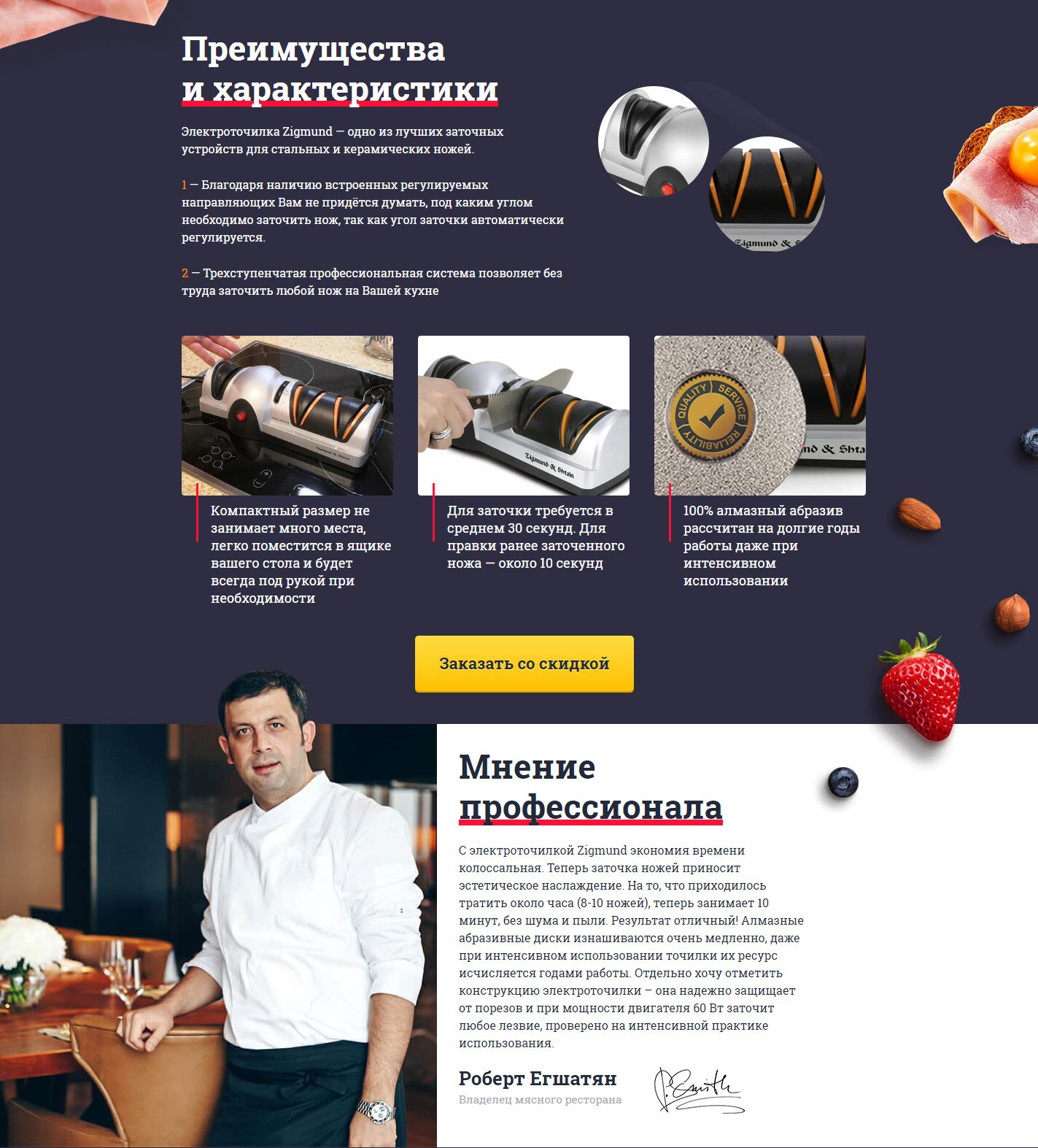 Купить Лендинг Пейдж Электрическая Ножеточка Zigmund