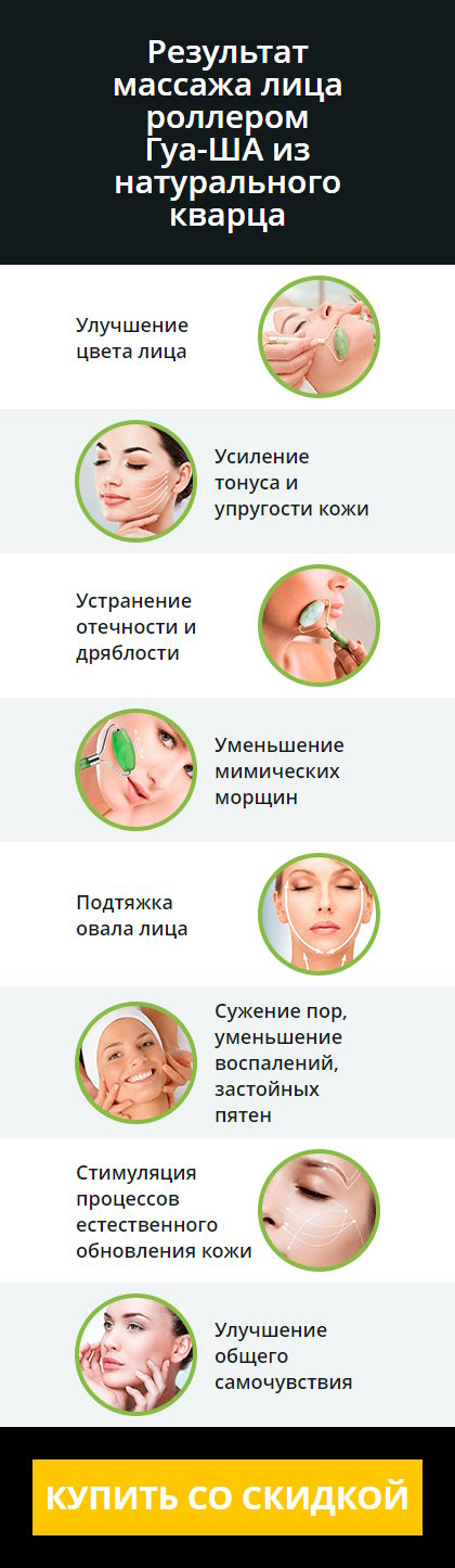 Купить Лендинг Пейдж Омолаживающий Массажер для Лица из Природного Кварца ГУА Ша