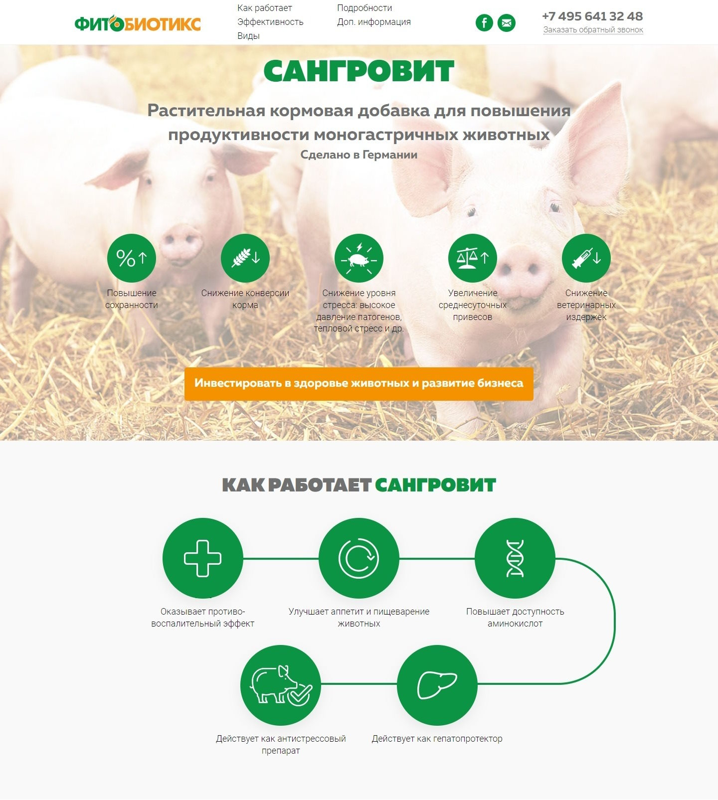 Купить Готовый Лендинг Растительная Кормовая Добавка Сангровит