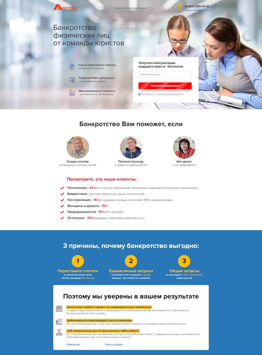 Купить Готовый Лендинг Банкротство Граждан в Украине